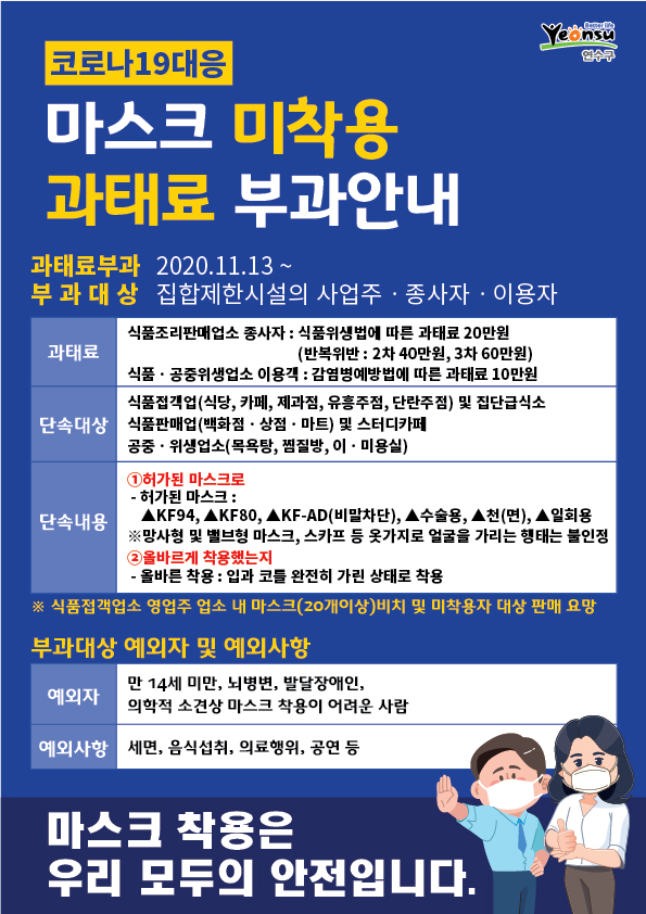 마스크 과태료안내 리플릿