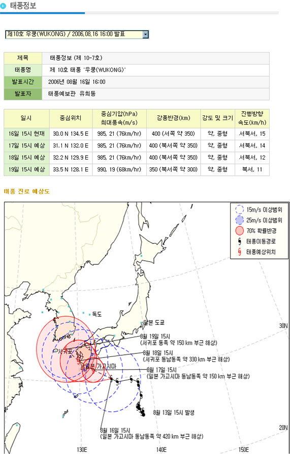 - 태풍정보(제10호 태풍 『우쿵』_16시발표) 알림 -의 3번째 이미지