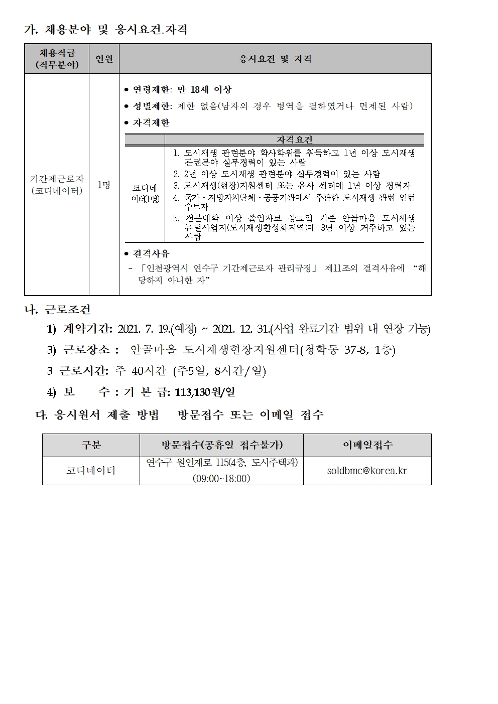 안골마을 도시재생현장지원센터 전문 인력 채용 공고의 3번째 이미지