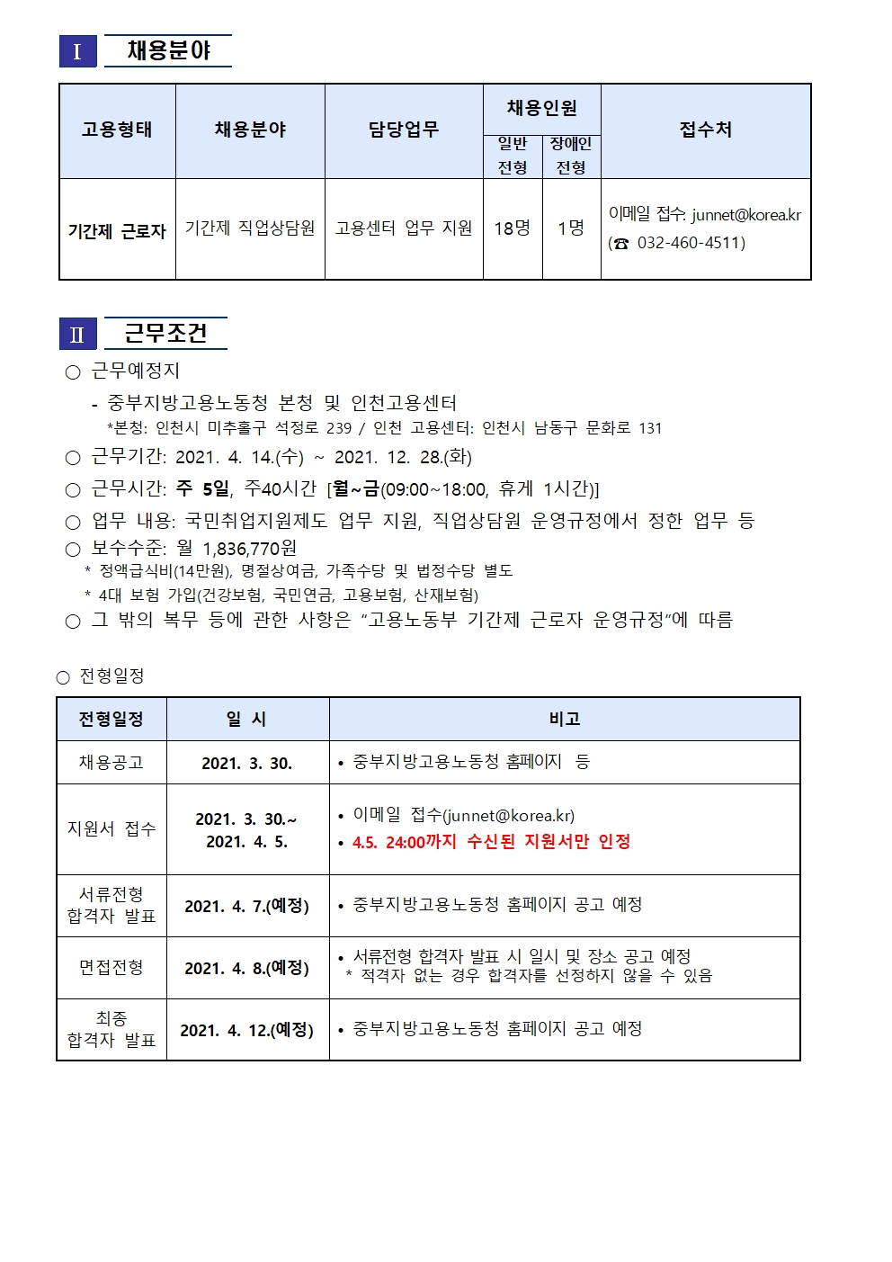 중부지방고용노동청 기간제 직업상담원 채용 공고의 2번째 이미지