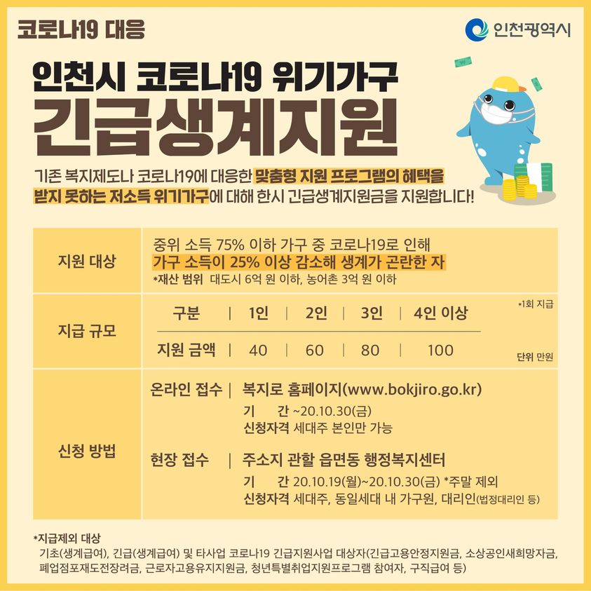 코로나19 위기가구 긴급 생계지원의 1번째 이미지